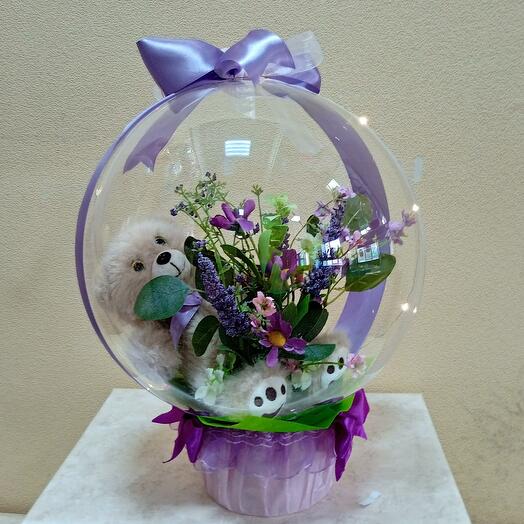 Букет с игрушкой в шаре "Лето"