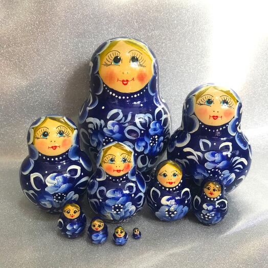 Матрёшка Гжель 10 штук