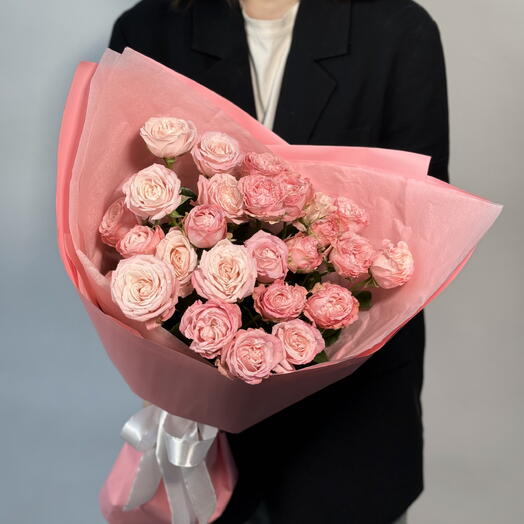 St моно букет 207 из пионовидных роз Мадам