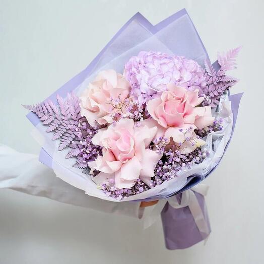 Hydrangea and Roses Bouquet N-133