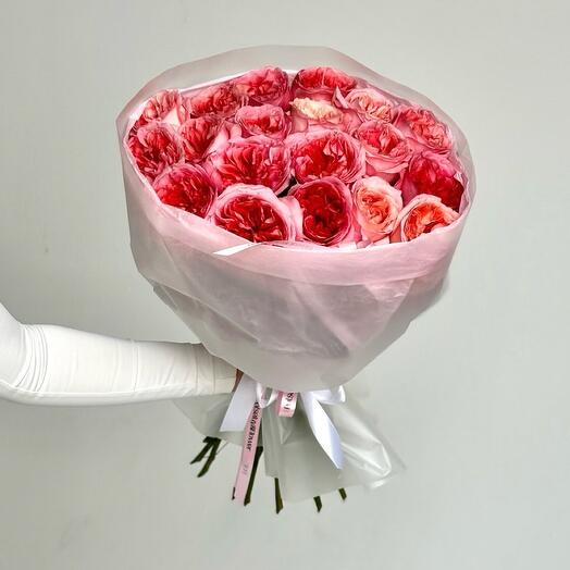 Яркое моно из 19 роз сорта Pink Expression