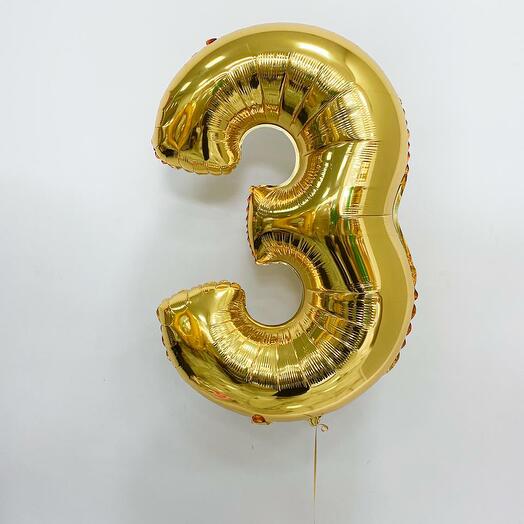 Шар Цифра 3 золото