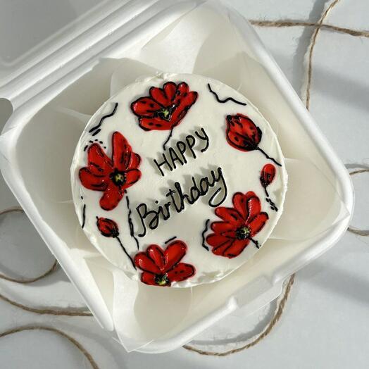 Бенто торт с надписью "Happy Birthday", торт для девушки, торт для сестры, торт для подруги