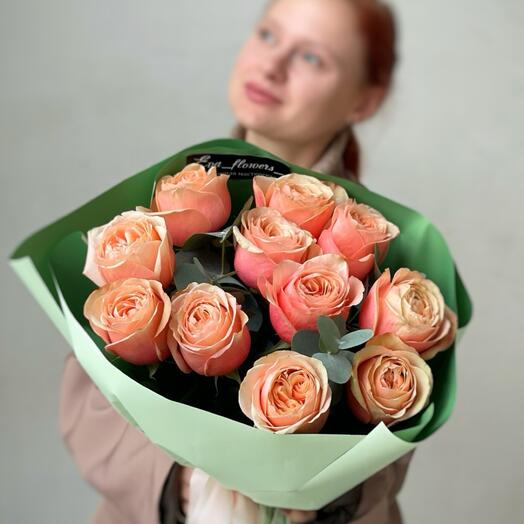 Букет рыжих роз 11 штук