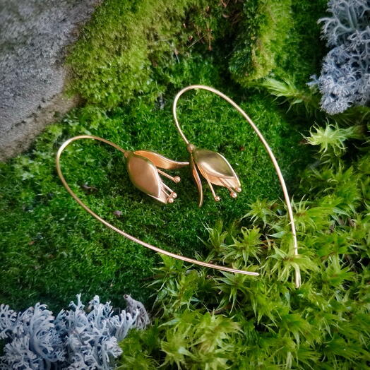 Серьги цветочные Лесной Тюльпан Silva Tulip глянцевые позолота
