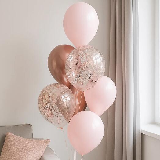 Розовый фонтан из 7 шаров