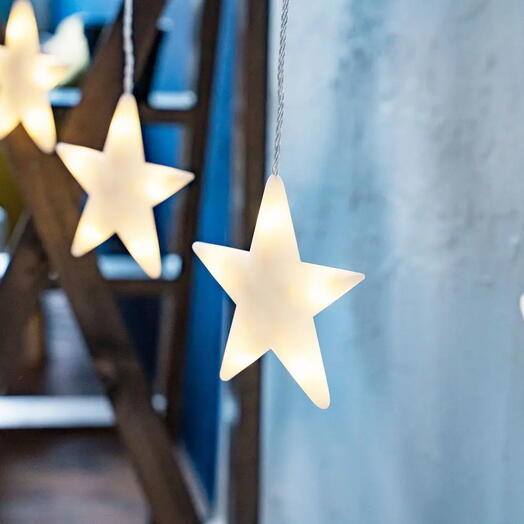 Электрогирлянда "Ледяные звёздочки" на нитях, 30 тёплых белых LED-огней, 1