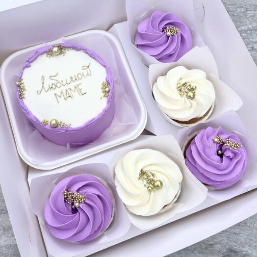 Набор Бенто торт и капкейки «Любимой маме»