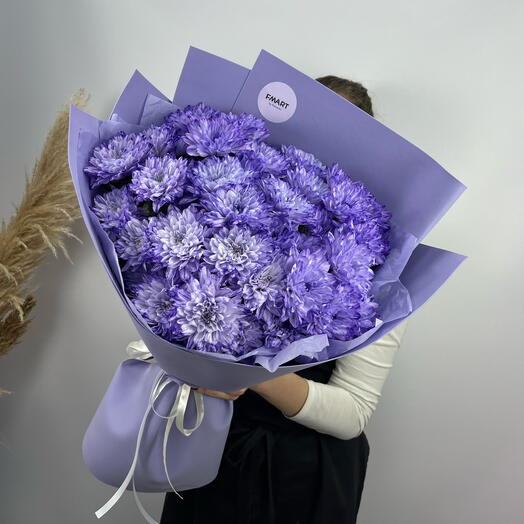 7 пушистых сиреневых хризантем 🥰