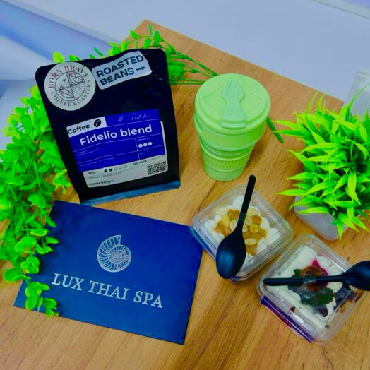 Кофейное комбо с сертификатом в спа lux thai spa массаж трайфл кофе
