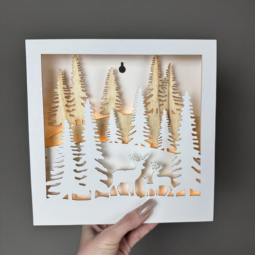 Деревянная светящейся новогодняя декорация 🎄