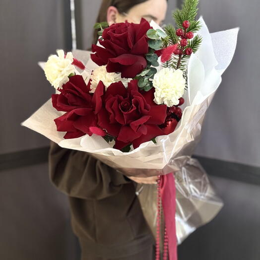 Зимний букет с розами ️