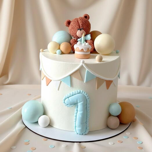 Детский торт с мишкой ручной лепки, от 2 кг