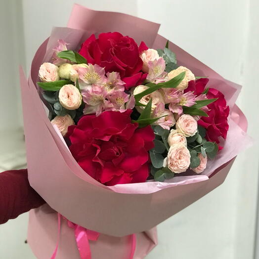 Букет «Дуэт Pink» с французскими розами