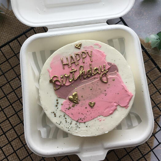Бенто торт Happy birthday с цветными мазками