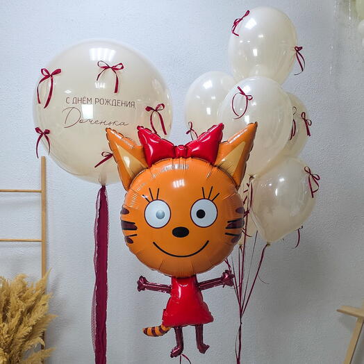Шары для девочки Кошечка Карамелька три кота