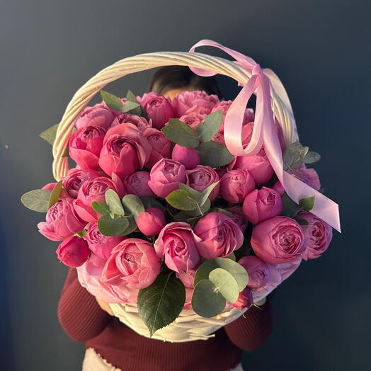 Корзина с пион розами🌸