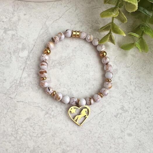 Браслет из говлита и стали, с сердечком ♥️