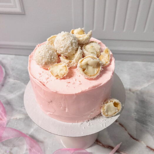 Бенто торт «Розовый с Рафаэлло» для любимой | 14 февраля