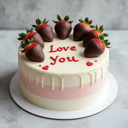 Заказать торт на 14 февраля с надписью I love you в СПб  Flowwow