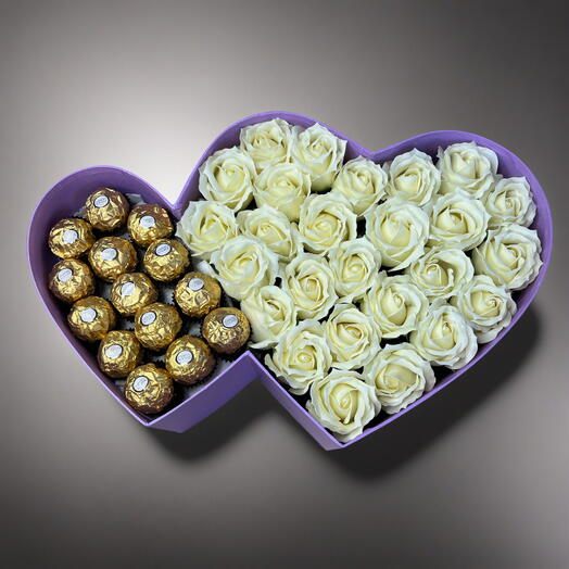 Большой сладкий подарок из конфет Ферреро Роше (Белый)