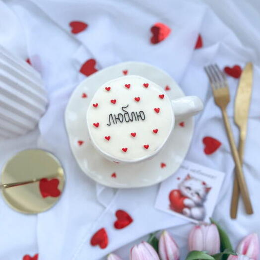 Бенто торт в кружке « люблю» на день влюбленных, 14 февраля