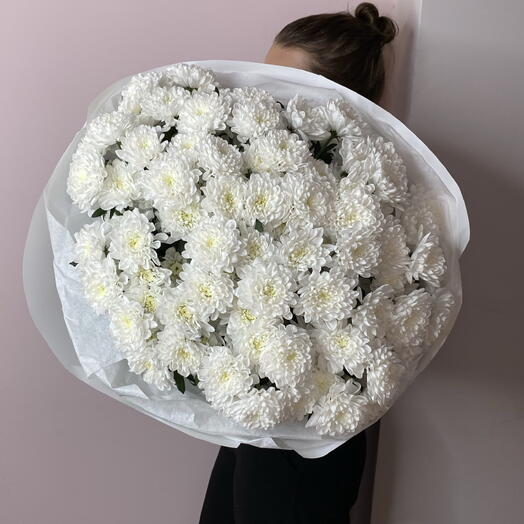 Облако белоснежных хризантем (15шт)