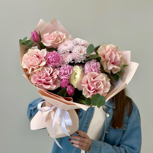 Нежно-розовый розовый букет🌸