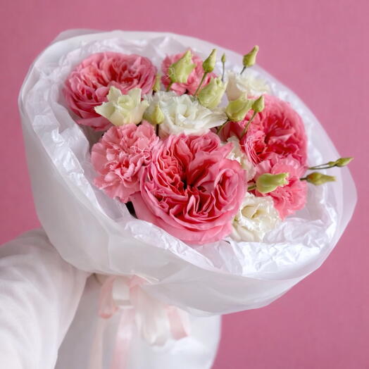 💐Bouquet di peonie, rose, garofani e eustoma