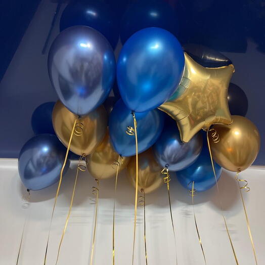 «Небесное облако». Стильный золото хром и синий 11 шаров