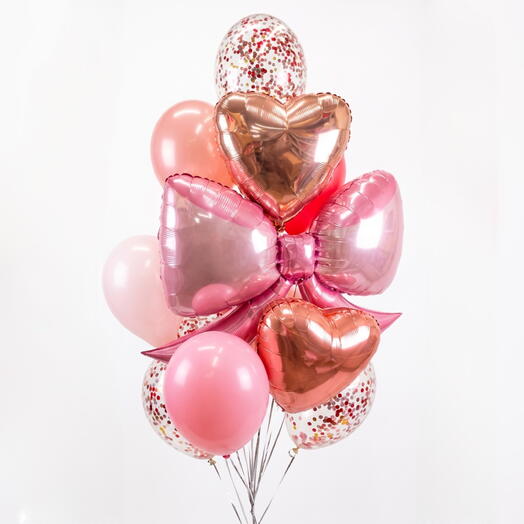 Набор шаров с гелием с бантиком