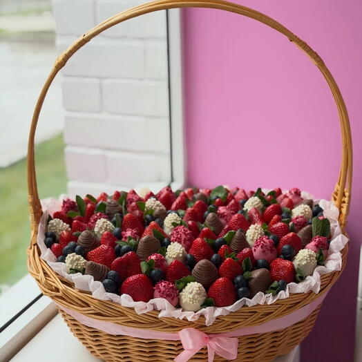 Корзина из клубники в бельгийском шоколаде XXL