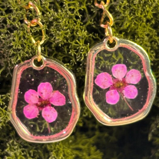 Серьги с настоящими цветочками пузыреплодника 🌸