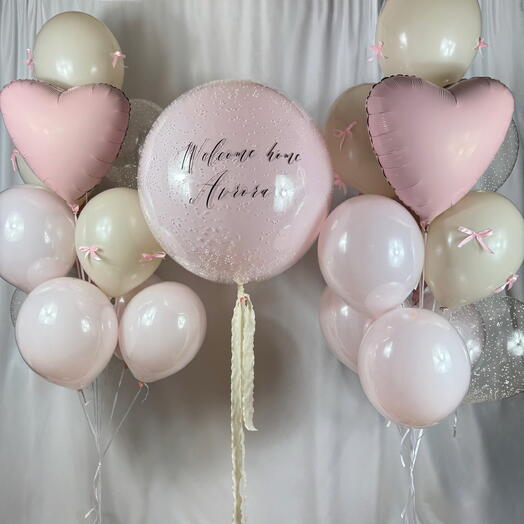 (YOUR TEXT) Set of helium balloons (23pcs) with Giant Bubble. (ВАШ ТЕКСТ) набор воздушных Шаров (23шт) с Гигантским Баблс