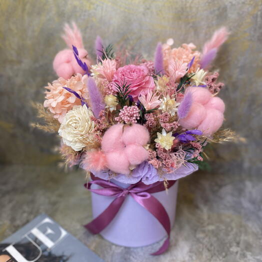 Сухоцветы в коробке Фиолетовый Вальс 💜