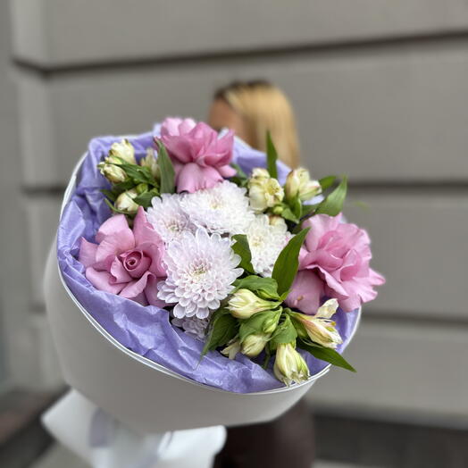 «Весенний Аромат» 🌿🎀 Французская Роза, Альстромерия🌿, Хризантема🌸