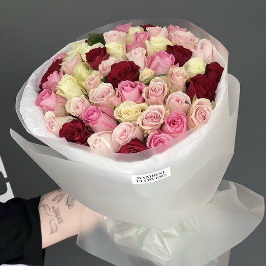 🌹 Розы MIX 40 см — букет из 25 роз 💖