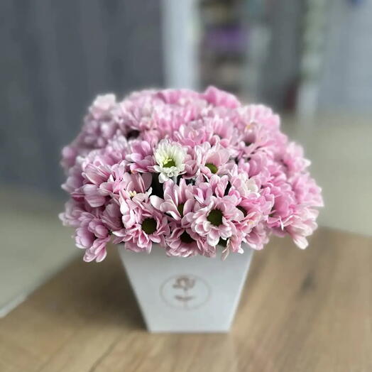 Композиция из розовых хризантем