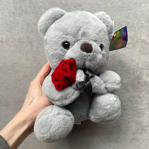 Игрушка плюшевая Медведь с розой