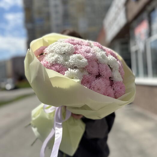 Моно букет из кустовой хризантемы 15шт