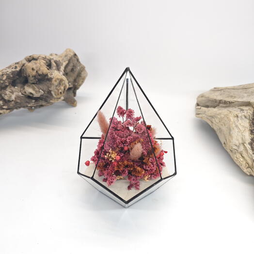 Florarium with dried flowers "Scarlet" Drop 14x20cm