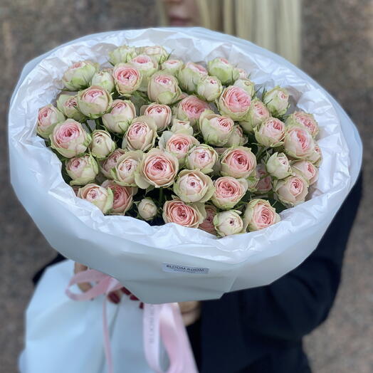 🌿🌸Нежный букет из кустовой пионовидной розы🌿🌸Bloom room в оформлении