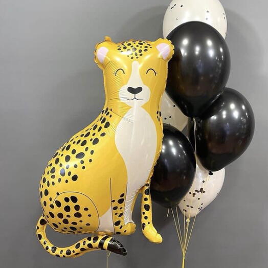 Cheetah   Metallic Gold-Silver Balloon Bouquet Concept