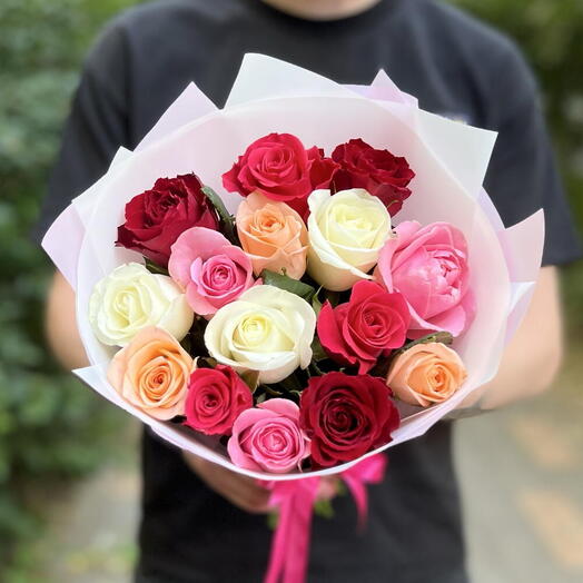 Букет из кенийских роз 15 микс 🥰