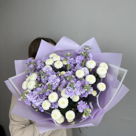 Букет из Кустовой Маттиолы и Хризантемы💜