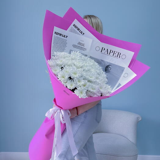 Букет из 13 веточек белой хризантемы «Эдишн»💐 39549