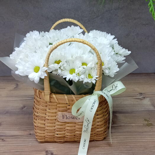 Цветы в корзине/Хризантемы/оформление/Цветы в Уфе/доставка Уфа