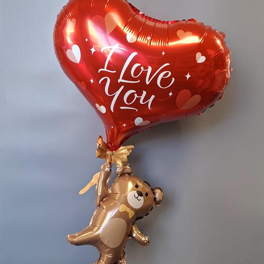 Шар мишка на шарике " i love you"