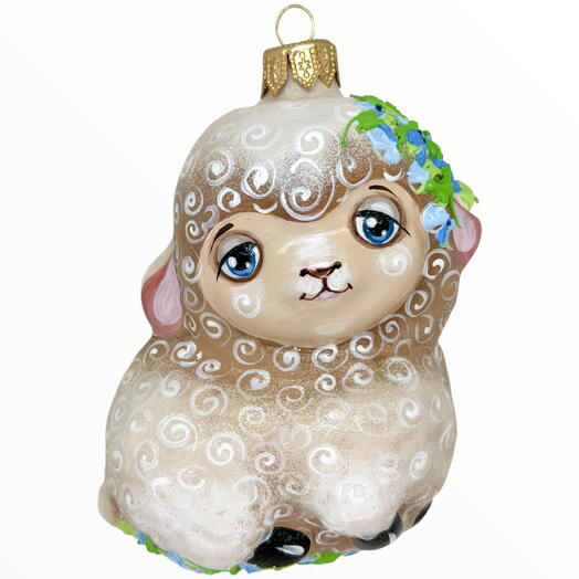 Ёлочная игрушка "Молли" (Мария) голубые цветочки
