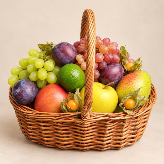 Cesta de frutas "Buen amigo" / peso: 3.3 kg / Tamaño: 29*20*54 / fruta fresca / set de regalo / cesta de regalo